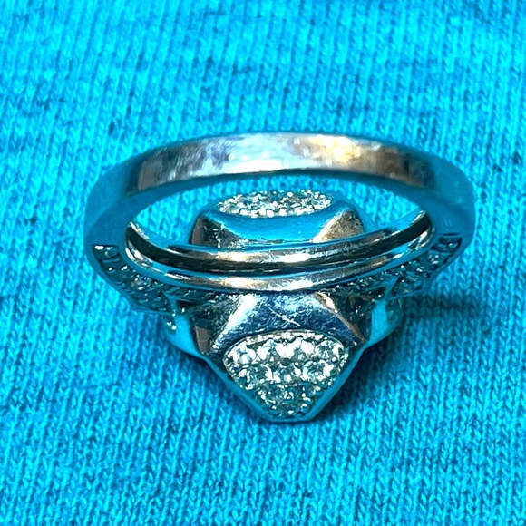 925 Silver CZ and PAJ markings on this Engagement/cocktail Ring. - Picture 7 of 8
